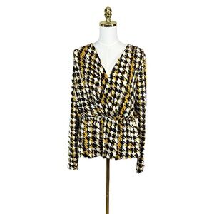 Woman’s Anne Klein houndstooth wrap blouse size L